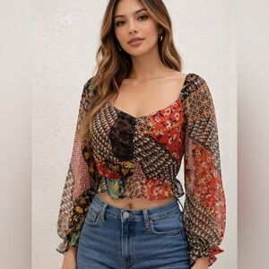Papaya Multicolor Patchwork Blouse